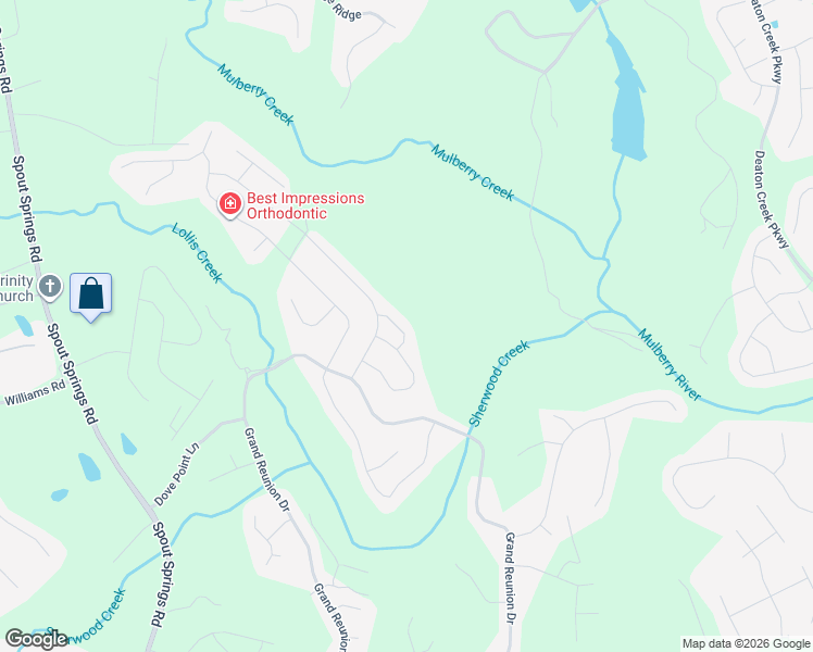 map of restaurants, bars, coffee shops, grocery stores, and more near 6184 Golden Maple Court in Hoschton