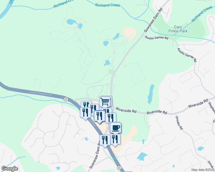 map of restaurants, bars, coffee shops, grocery stores, and more near 5989 Turfway Park Court in Sugar Hill