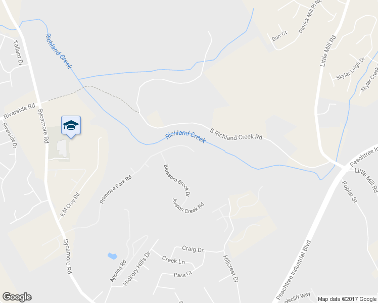 map of restaurants, bars, coffee shops, grocery stores, and more near 1721 Primrose Park Road in Sugar Hill