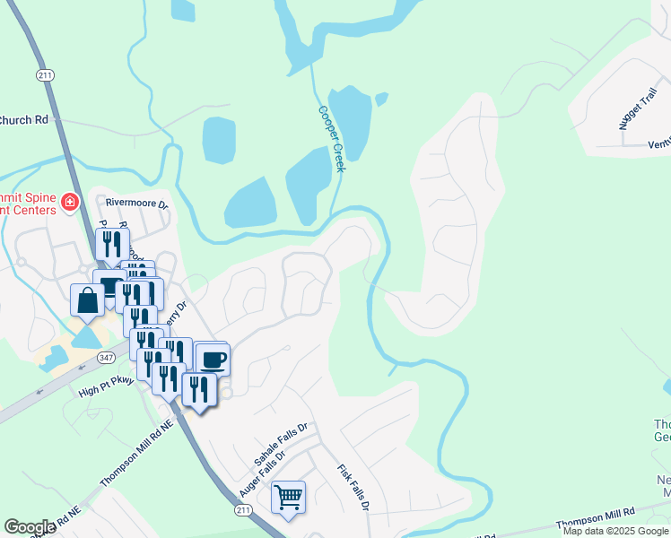 map of restaurants, bars, coffee shops, grocery stores, and more near 6813 Grand Hickory Drive in Braselton