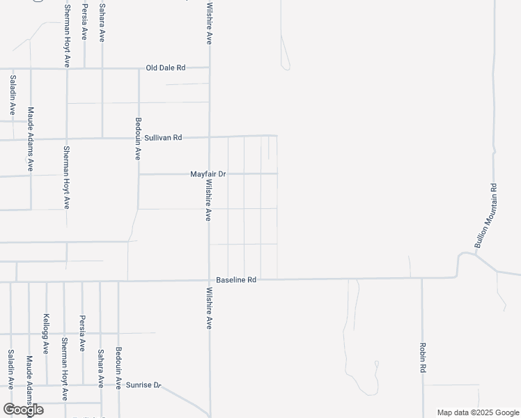 map of restaurants, bars, coffee shops, grocery stores, and more near Sheridan Avenue in Twentynine Palms