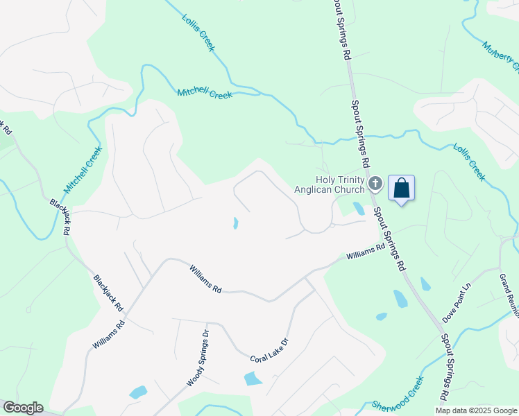 map of restaurants, bars, coffee shops, grocery stores, and more near 7335 Litany Court in Flowery Branch