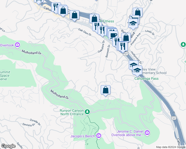 map of restaurants, bars, coffee shops, grocery stores, and more near 2955 Passmore Drive in Los Angeles