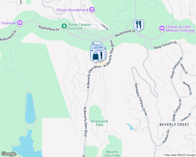 map of restaurants, bars, coffee shops, grocery stores, and more near 10400 Summer Holly Circle in Los Angeles