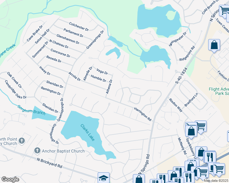 map of restaurants, bars, coffee shops, grocery stores, and more near 509 Dove Park Road in Columbia