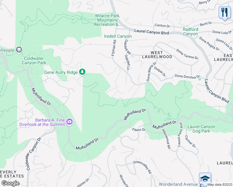 map of restaurants, bars, coffee shops, grocery stores, and more near 3014 Brookdale Road in Los Angeles