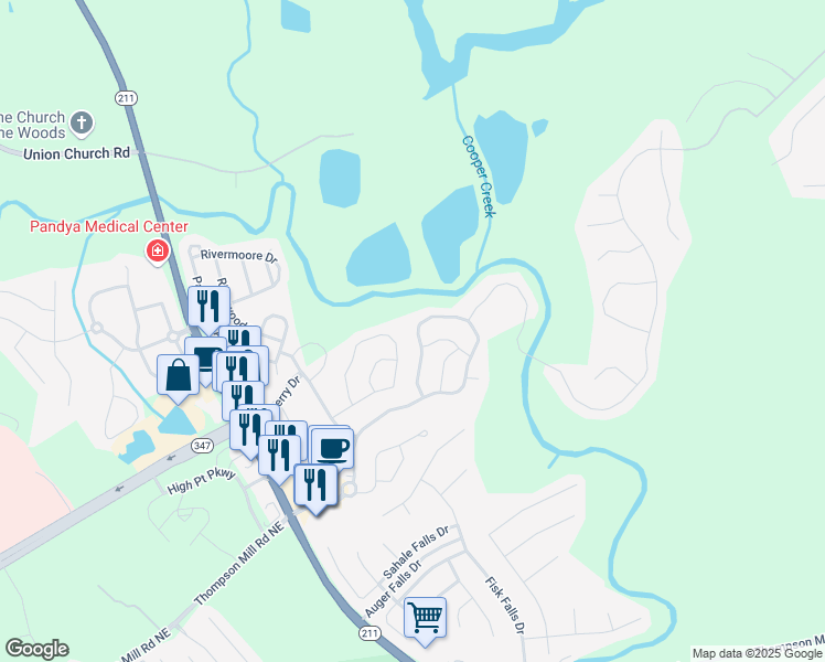 map of restaurants, bars, coffee shops, grocery stores, and more near 6983 Grand Hickory Drive in Braselton