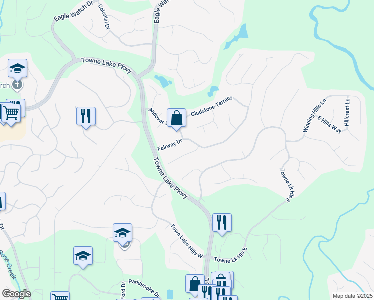 map of restaurants, bars, coffee shops, grocery stores, and more near 2706 Hampton Trail in Woodstock