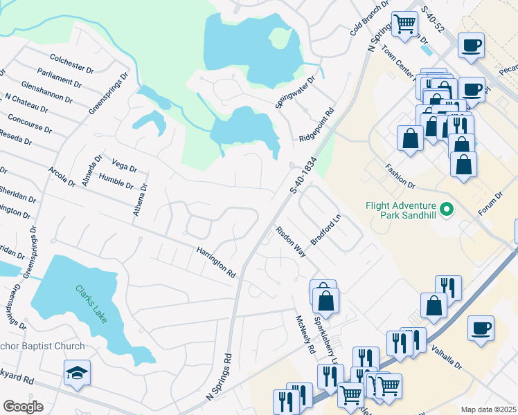 map of restaurants, bars, coffee shops, grocery stores, and more near 224 Dove Park Road in Columbia