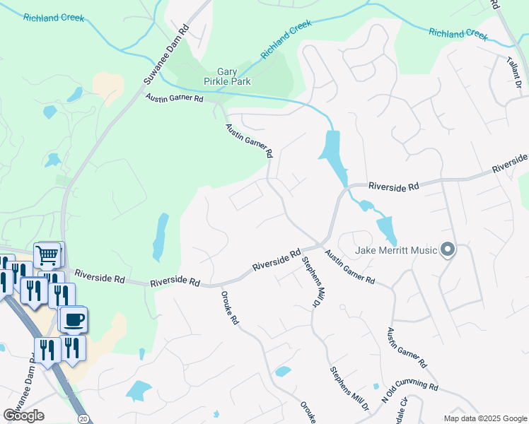 map of restaurants, bars, coffee shops, grocery stores, and more near 860 Oaklen View Drive Northeast in Sugar Hill