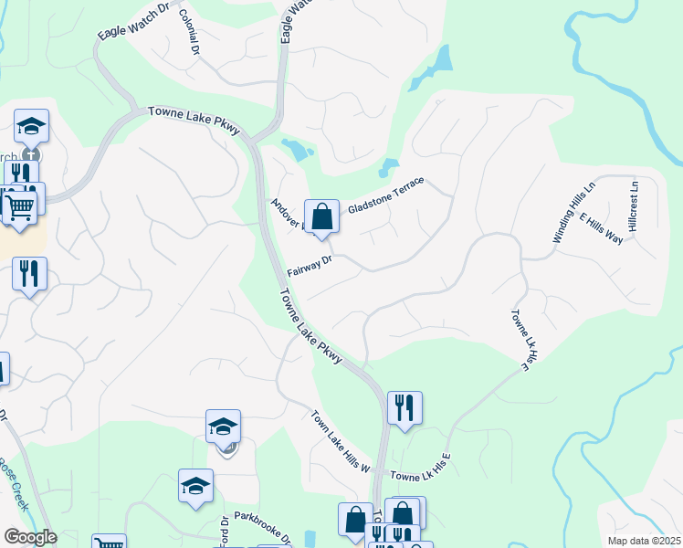 map of restaurants, bars, coffee shops, grocery stores, and more near 2706 Hampton Trail in Woodstock