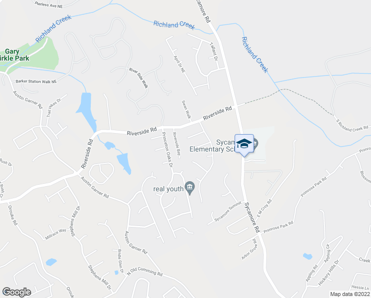 map of restaurants, bars, coffee shops, grocery stores, and more near 1126 Richland Trce Northeast in Sugar Hill