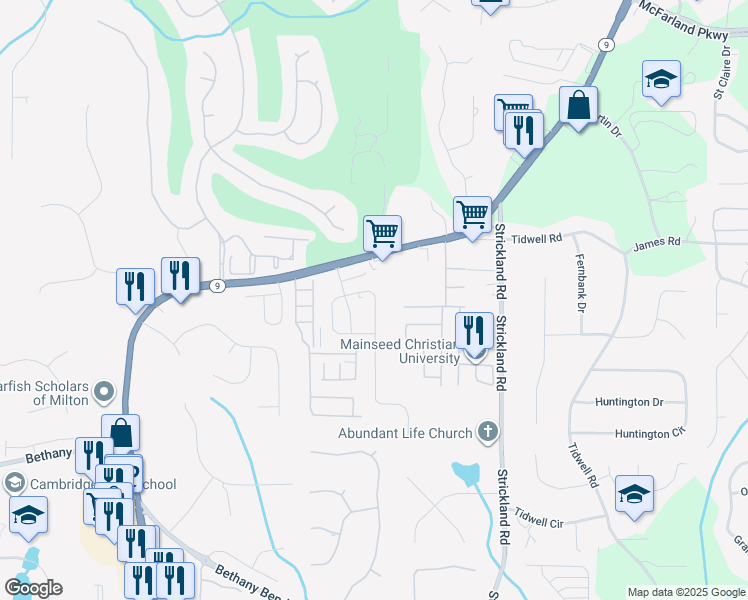 map of restaurants, bars, coffee shops, grocery stores, and more near 3479 Archgate Court in Alpharetta