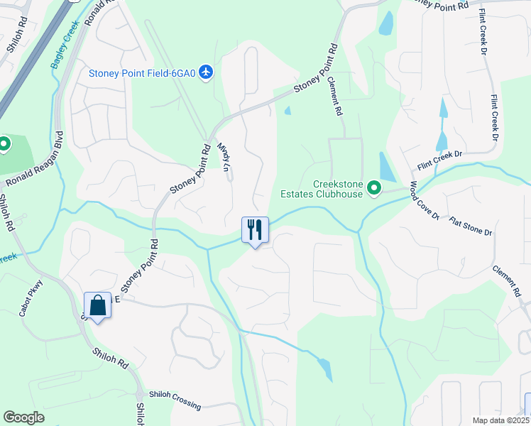 map of restaurants, bars, coffee shops, grocery stores, and more near 2275 Stoney Point Farm Road in Cumming