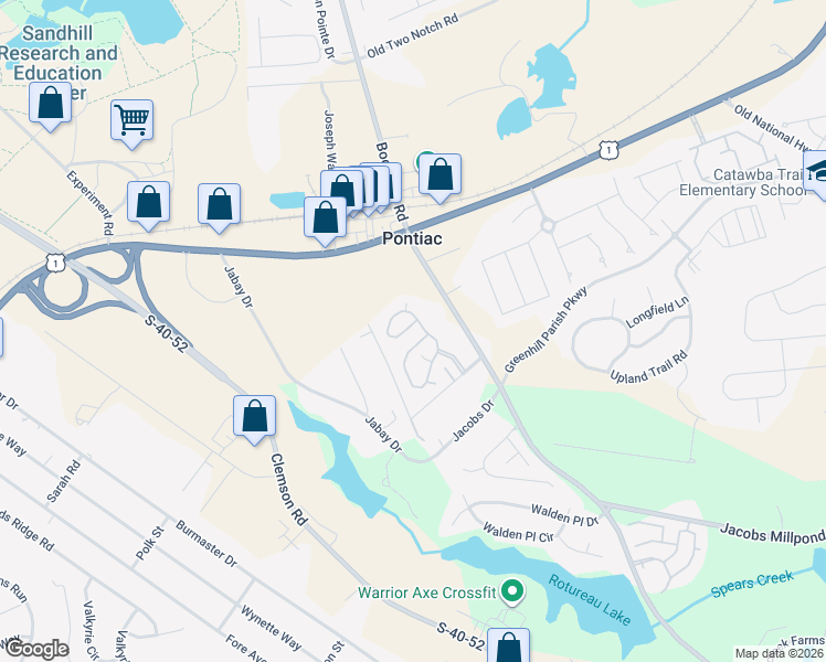 map of restaurants, bars, coffee shops, grocery stores, and more near 108 Sandy Haven Drive in Elgin
