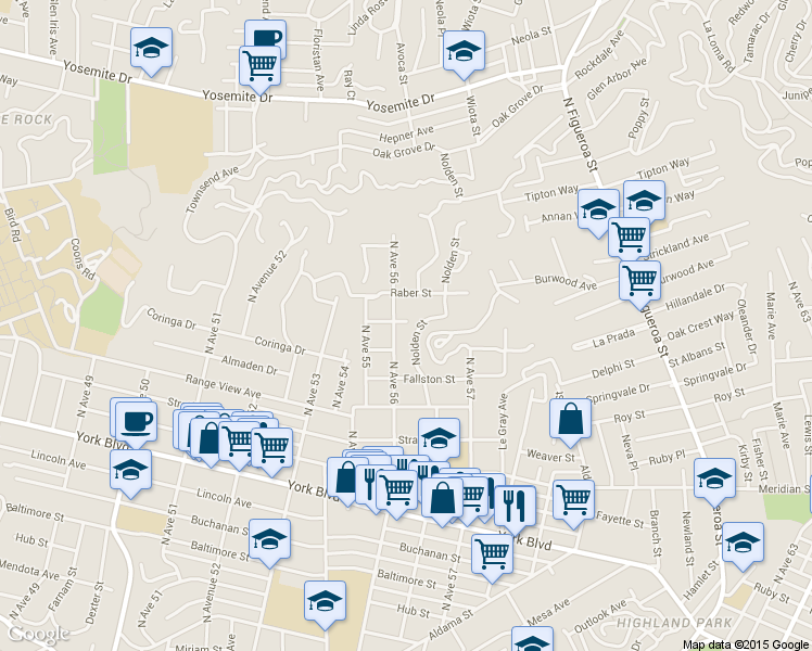 map of restaurants, bars, coffee shops, grocery stores, and more near 5616 Tehama Street in Los Angeles