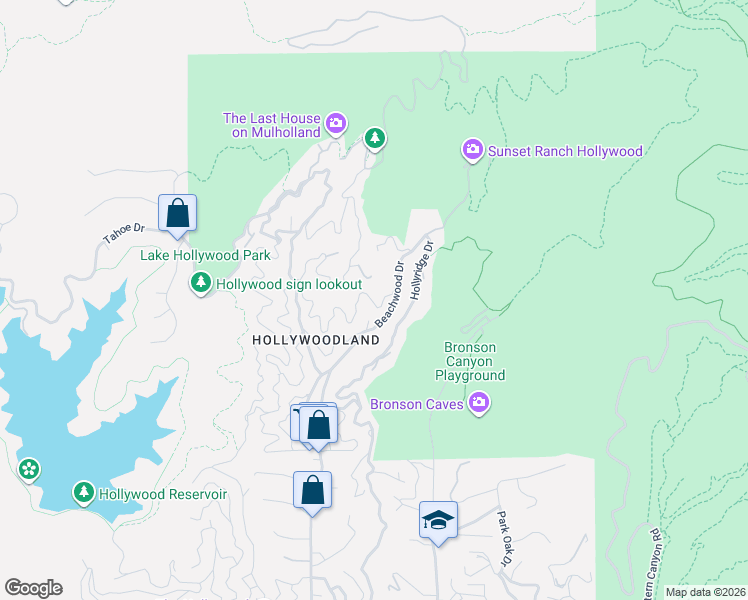 map of restaurants, bars, coffee shops, grocery stores, and more near 6053 Rodgerton Drive in Los Angeles