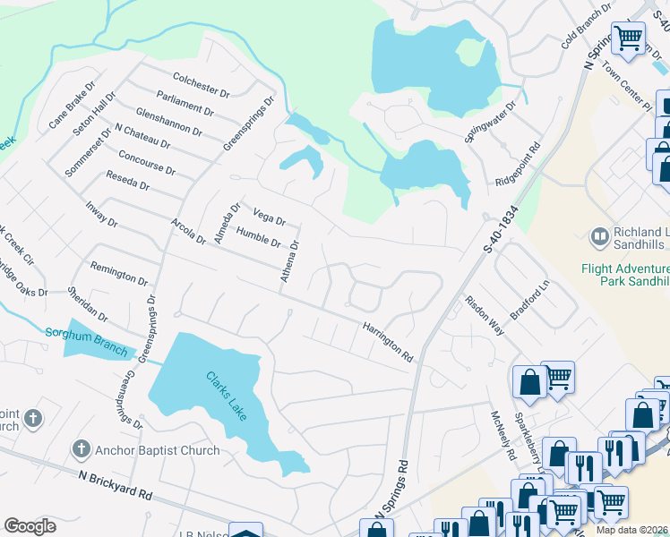map of restaurants, bars, coffee shops, grocery stores, and more near 311 Dove Park Road in Columbia