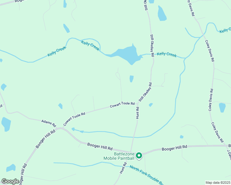 map of restaurants, bars, coffee shops, grocery stores, and more near 527 Cowart Toole Road in Danielsville