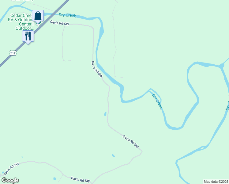 map of restaurants, bars, coffee shops, grocery stores, and more near 475 Davis Road Southwest in Cave Spring
