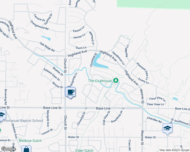map of restaurants, bars, coffee shops, grocery stores, and more near 29119 Willowwood Lane in Highland
