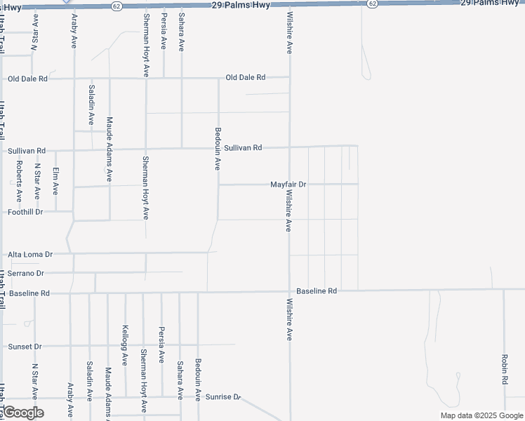 map of restaurants, bars, coffee shops, grocery stores, and more near 75200 Foothill Drive in Twentynine Palms