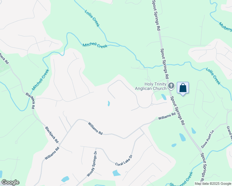 map of restaurants, bars, coffee shops, grocery stores, and more near 7335 Litany Court in Flowery Branch