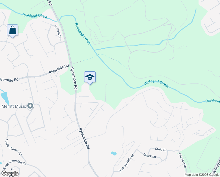 map of restaurants, bars, coffee shops, grocery stores, and more near 1311 East M Croy Road in Sugar Hill