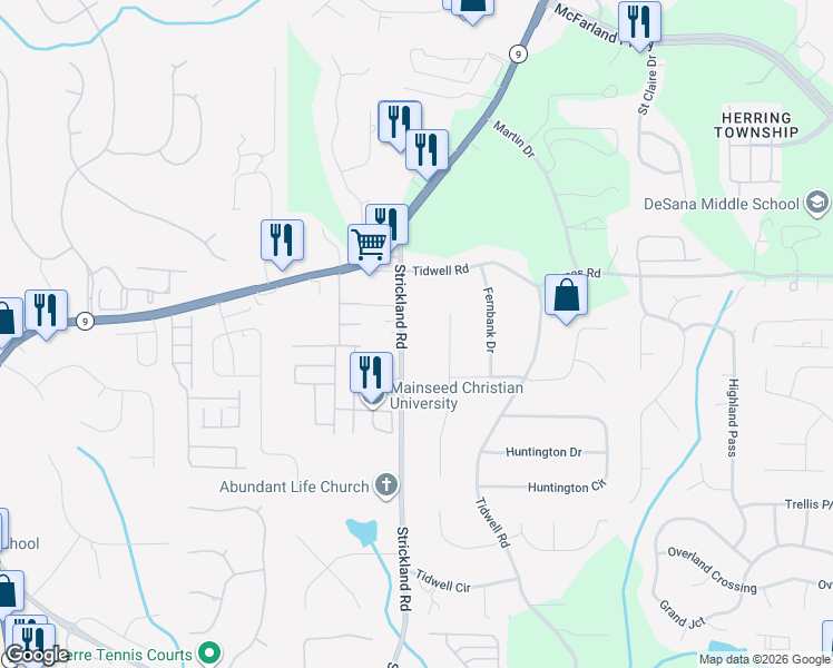 map of restaurants, bars, coffee shops, grocery stores, and more near 265 Strickland Road in Alpharetta
