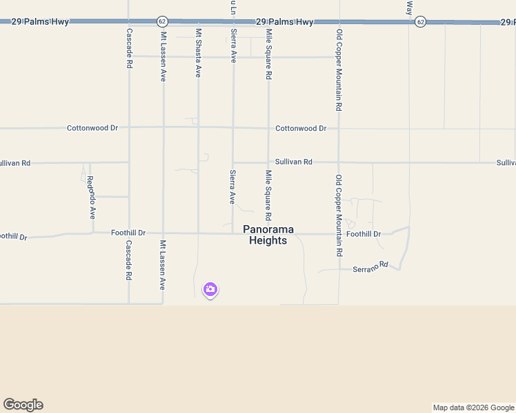map of restaurants, bars, coffee shops, grocery stores, and more near 7030 Mile Square Road in Joshua Tree