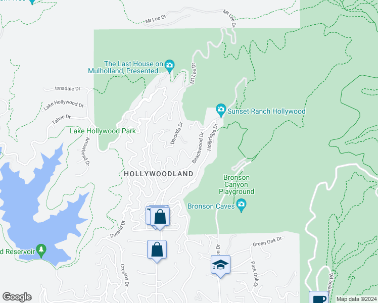 map of restaurants, bars, coffee shops, grocery stores, and more near 6053 Rodgerton Drive in Los Angeles