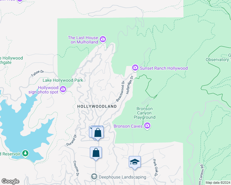 map of restaurants, bars, coffee shops, grocery stores, and more near 6053 Rodgerton Drive in Los Angeles