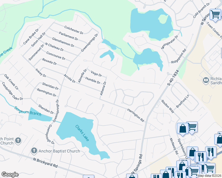 map of restaurants, bars, coffee shops, grocery stores, and more near 509 Dove Park Road in Columbia