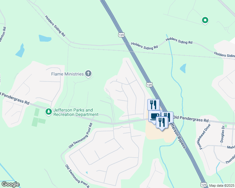 map of restaurants, bars, coffee shops, grocery stores, and more near 1660 Burnt Oak Court in Jefferson