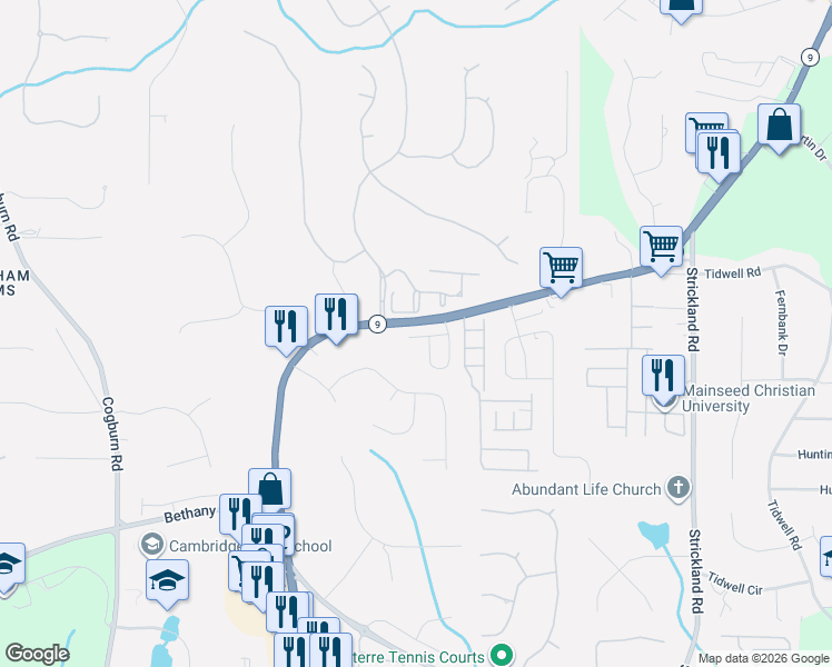 map of restaurants, bars, coffee shops, grocery stores, and more near 1060 Legacy Lane in Milton