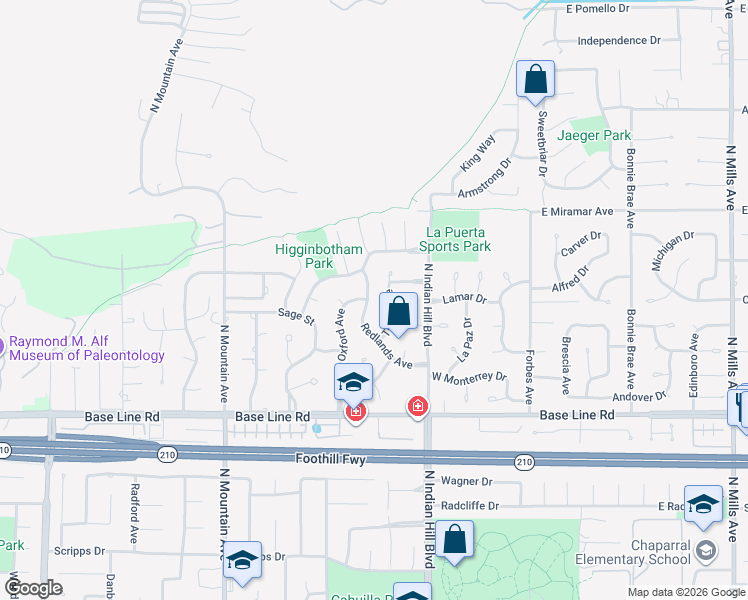 map of restaurants, bars, coffee shops, grocery stores, and more near 545 Redlands Avenue in Claremont