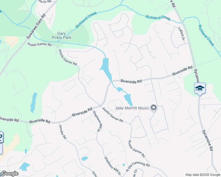 map of restaurants, bars, coffee shops, grocery stores, and more near 945 Riverside Road in Sugar Hill