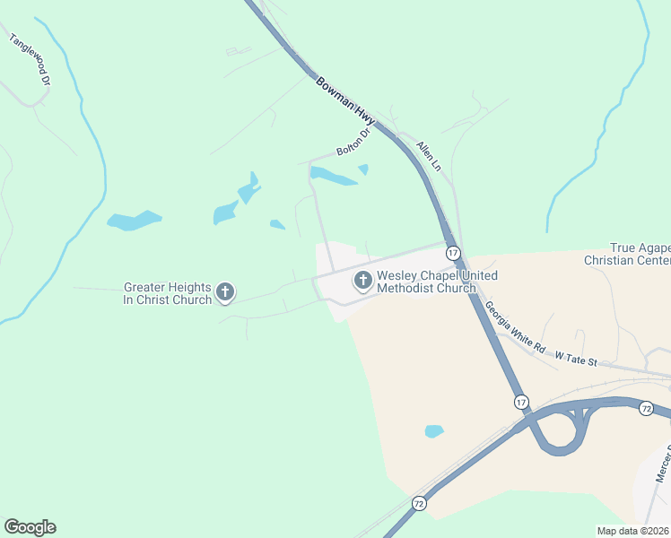 map of restaurants, bars, coffee shops, grocery stores, and more near 1417 Lena Drive in Elberton