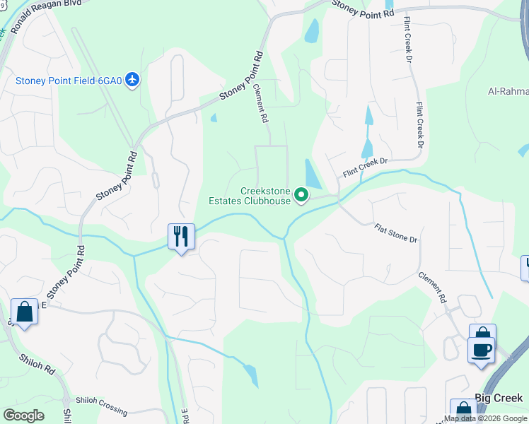 map of restaurants, bars, coffee shops, grocery stores, and more near 2225 Wood Falls Drive in Cumming