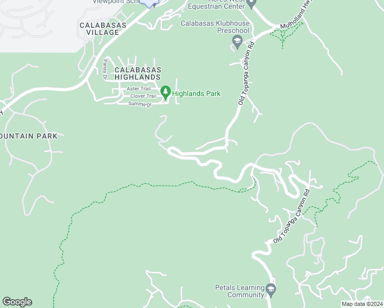 map of restaurants, bars, coffee shops, grocery stores, and more near 3382 Old Topanga Canyon Road in Calabasas