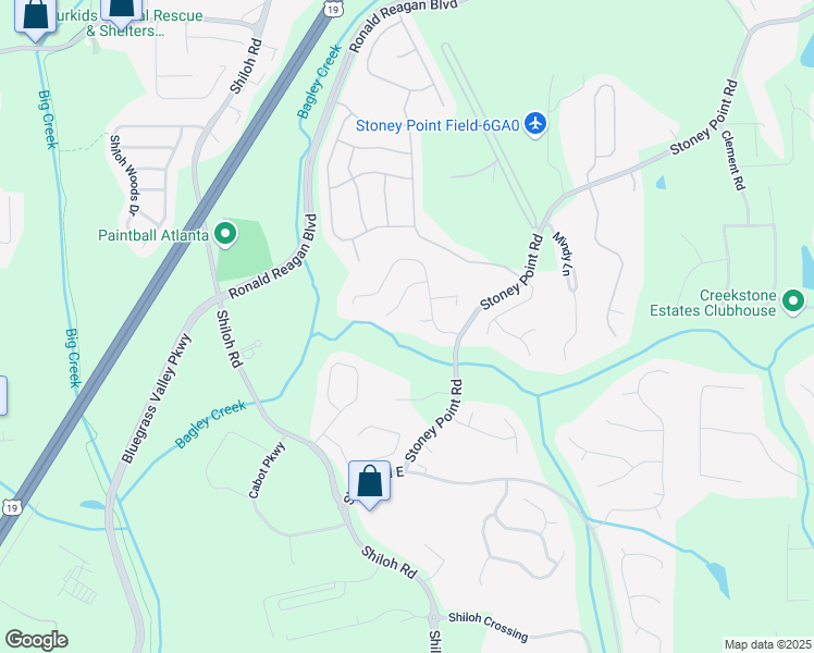 map of restaurants, bars, coffee shops, grocery stores, and more near 2565 Glaramara Terrace in Cumming
