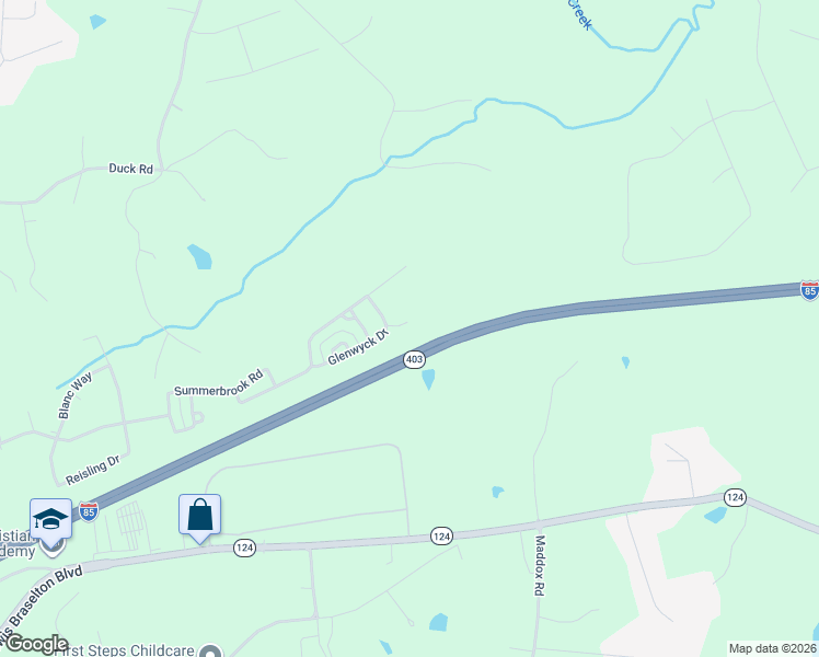map of restaurants, bars, coffee shops, grocery stores, and more near 1334 Trailridge Way in Braselton