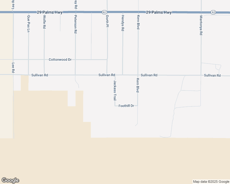 map of restaurants, bars, coffee shops, grocery stores, and more near Jackass Trail in Twentynine Palms