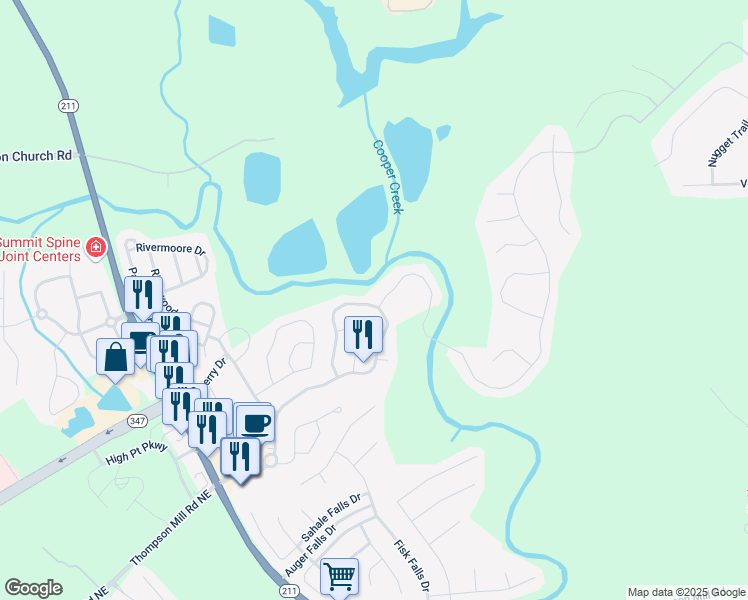 map of restaurants, bars, coffee shops, grocery stores, and more near 6863 Grand Hickory Drive in Braselton