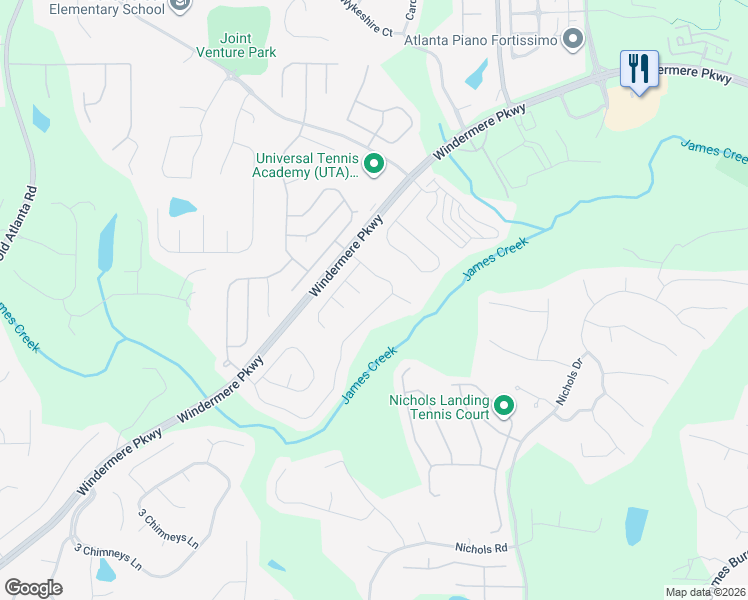 map of restaurants, bars, coffee shops, grocery stores, and more near 4330 Hastings Drive in Cumming