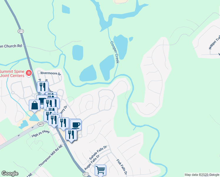 map of restaurants, bars, coffee shops, grocery stores, and more near 6863 Grand Hickory Drive in Braselton