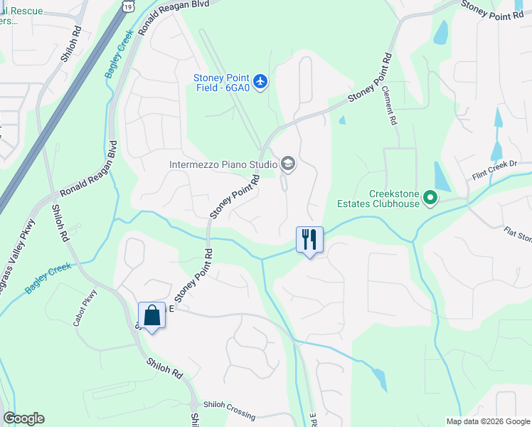 map of restaurants, bars, coffee shops, grocery stores, and more near 2320 Mindy Lane in Cumming