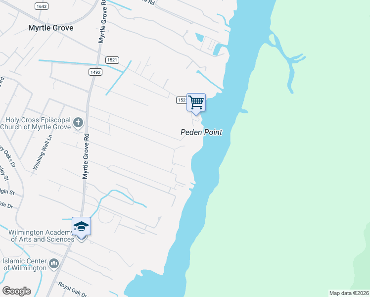 map of restaurants, bars, coffee shops, grocery stores, and more near 1842 Kennedy Road in Wilmington
