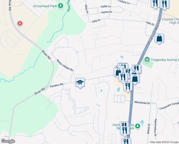 map of restaurants, bars, coffee shops, grocery stores, and more near 331 Motts Forest Road in Wilmington