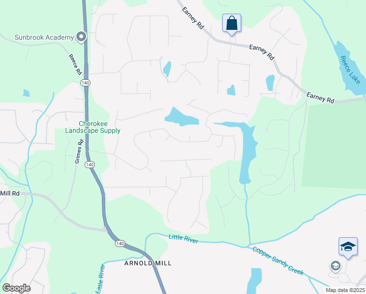 map of restaurants, bars, coffee shops, grocery stores, and more near 152 Plantation Trce in Woodstock